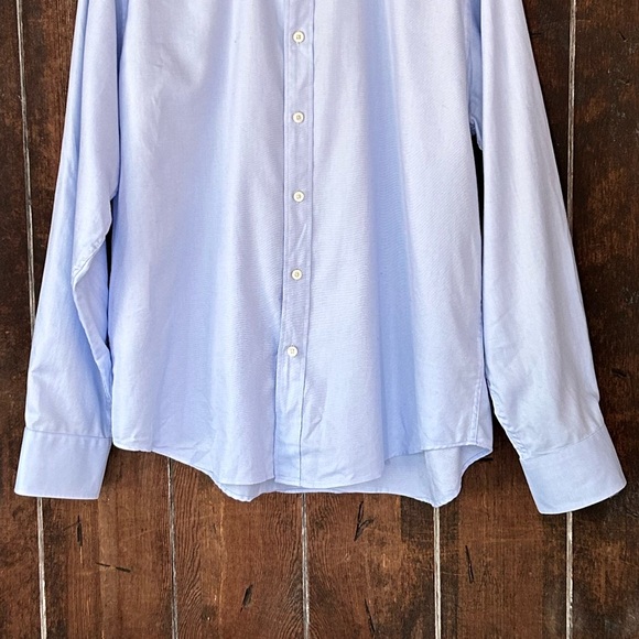 BUGATCHI | Cotton Classic Fit Light Blue Button Front Shirt Floral Flip Cuff - Picture 8 of 9